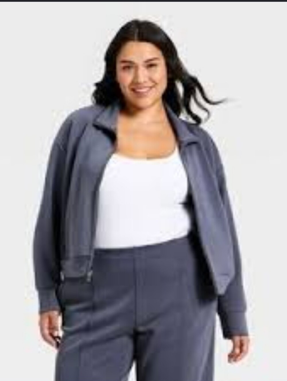 A New Day Slightly Cropped Zip-Up Jacket with Matching High-Rise Pants